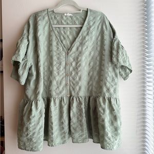 Chic Soul Babydoll Light Green Blouse | XL